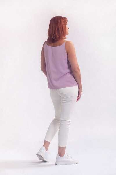 Фиолетовый летний топ из текстиля на бретелях Соджи 558 сиреневый - фото 2