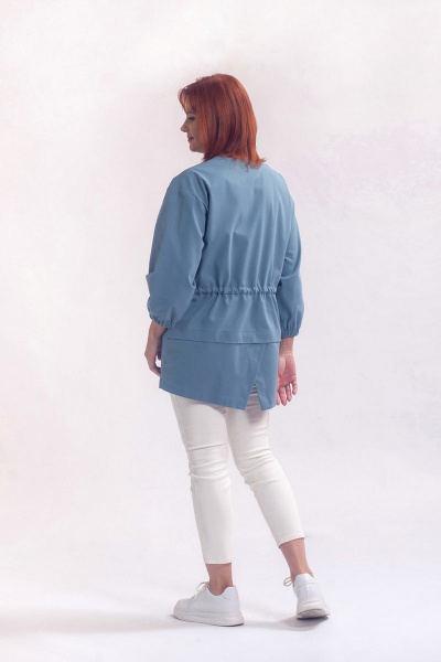 Джинсовый жакет с кулисой и спущенным плечевым швом Соджи 576 темно-бирюзовый - фото 2