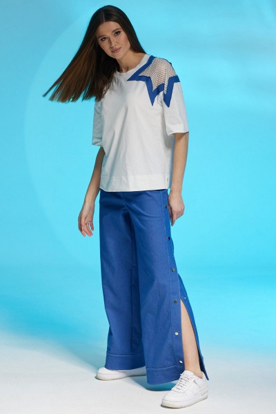 Летние джинсовые брюки и футболка с дизайнерской нашивкой Faufilure C1365 джинс - фото 3