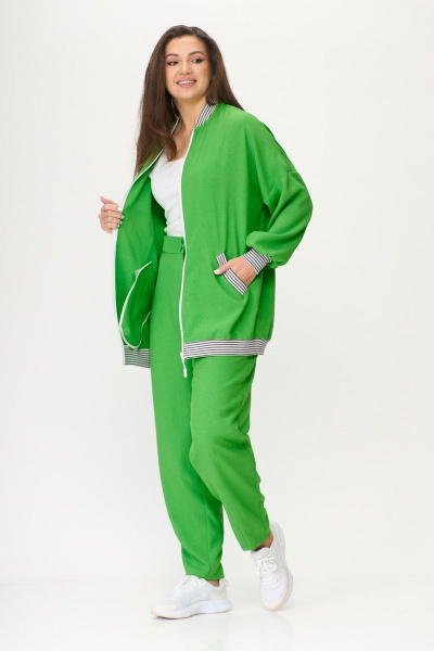 Жакет летний бохо из шифона макси с разрезом Abbi 6003/1 зеленый - фото 8