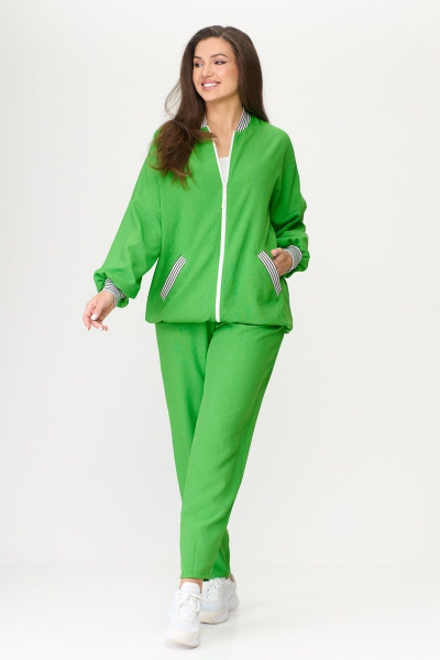 Жакет летний бохо из шифона макси с разрезом Abbi 6003/1 зеленый - фото 5