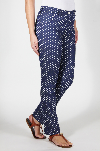 Демисезонные зауженные брюки из джинса со эластаном Mirolia 303 крупн.горох - фото 1