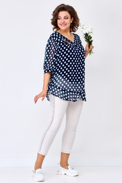 Летний комплект блузы и топа из шифона с воланом Solomeya Lux 924 - фото 7