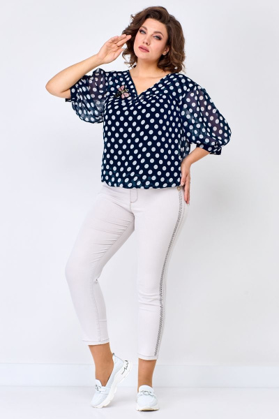 Летний комплект блузы и топа из шифона с воланом Solomeya Lux 924 - фото 4