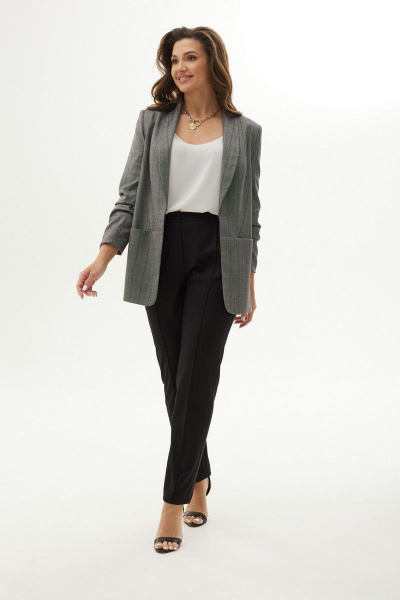 Жакет из текстиля с рельефами и потайной застежкой MALI 121-071 серый_в_полоску - фото 3