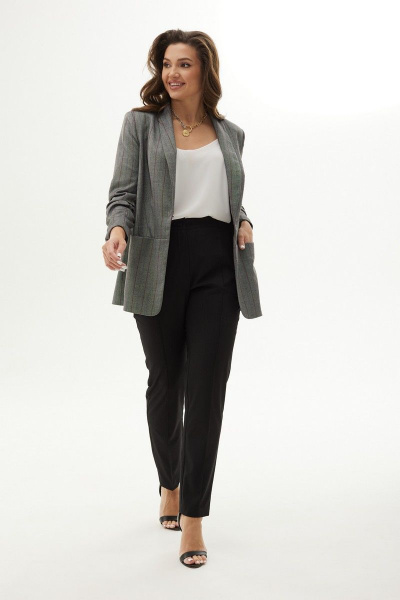 Жакет из текстиля с рельефами и потайной застежкой MALI 121-071 серый_в_полоску - фото 2