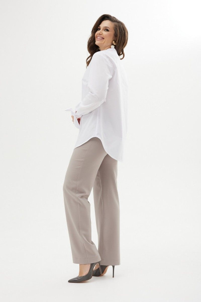 Блуза прямого силуэта из текстиля с флоком и фигурным низом MALI 623-044 белый - фото 8