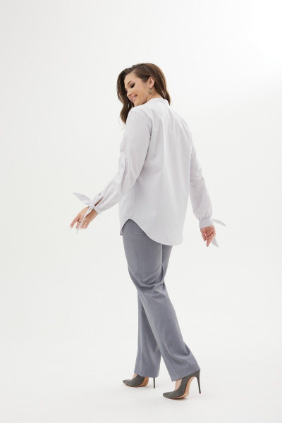 Блуза из текстиля с декоративными планками и принтом MALI 623-044 серый - фото 10