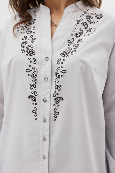 Блуза из текстиля с декоративными планками и принтом MALI 623-044 серый - фото 8