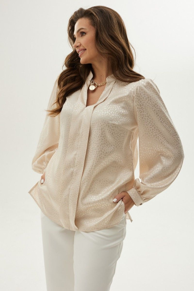 Блуза из текстиля с карманами и разноуровневым низом MALI 623-047 золото - фото 9