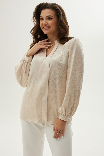Блуза из текстиля с карманами и разноуровневым низом MALI 623-047 золото - фото 8