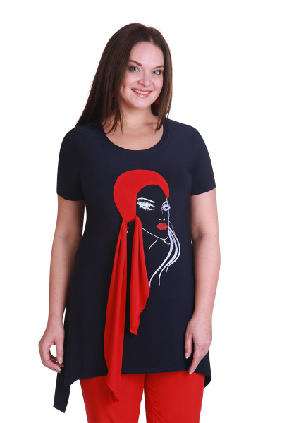 Брюки, туника Andrea Style 1111 синий+красный - фото 2