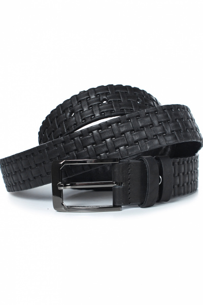 Кожаный ремень с пряжкой и обстрочкой для стильной носки Galanteya 22323.23с750к45 2р черный - фото 3