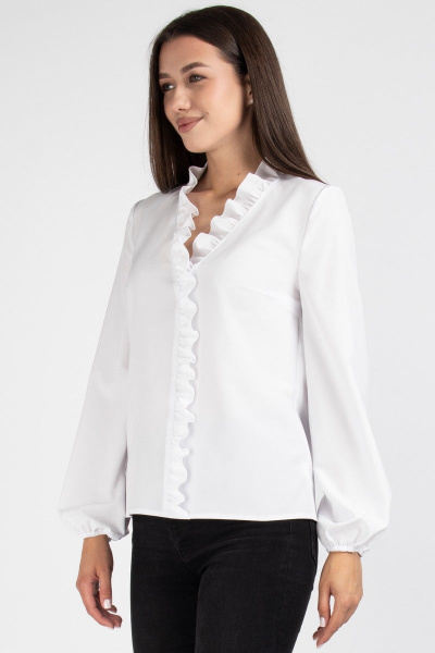 Белая блуза из вискозы с нагрудными выточками VIZAVI 702 белый - фото 3