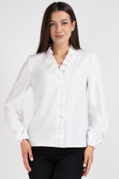 Белая блуза из вискозы с нагрудными выточками VIZAVI 702 белый - фото 1