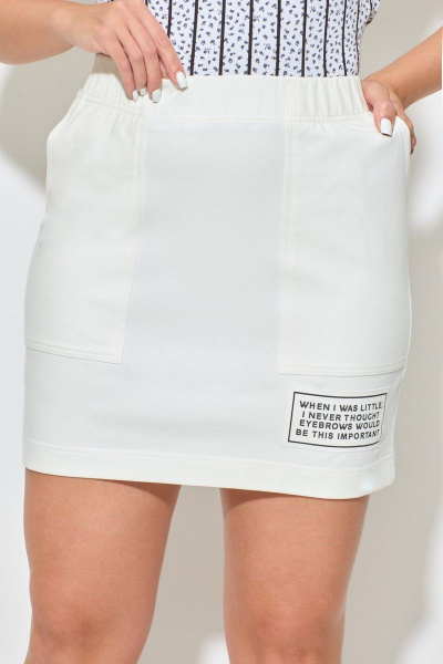 Юбка прилегающего силуэта из трикотажа с карманами и поясом Abbi 3002 белый - фото 17