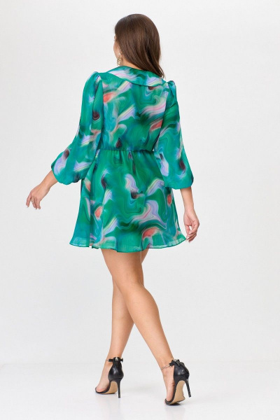 Платье шифон Х образного силуэта с застежкой и декоративной подкладкой Abbi 1016 бирюза - фото 2