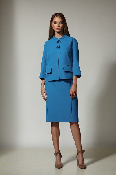 Деловой костюм из текстильных тканей с юбкой и жакетом Rosheli 1042 - фото 1