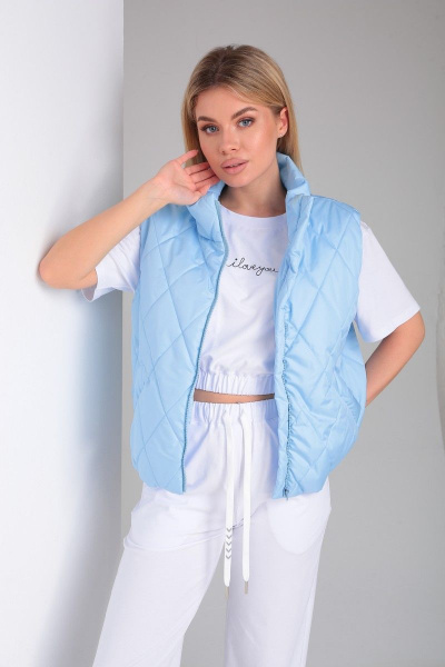 Голубой жилет из стеганной плащевки на подкладке Takka Plus 23-192 голубой - фото 7