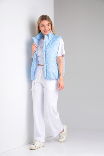 Голубой жилет из стеганной плащевки на подкладке Takka Plus 23-192 голубой - фото 6