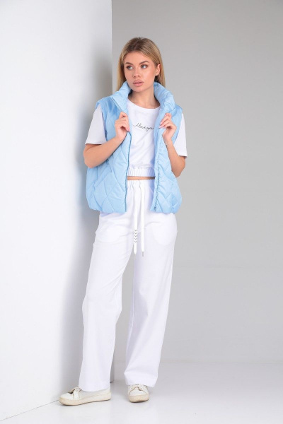 Голубой жилет из стеганной плащевки на подкладке Takka Plus 23-192 голубой - фото 1