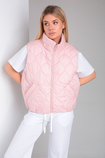 Розовый жилет из плащевой ткани на молнии Takka Plus 23-192 розовый - фото 10