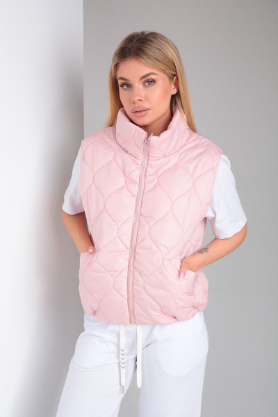 Розовый жилет из плащевой ткани на молнии Takka Plus 23-192 розовый - фото 8