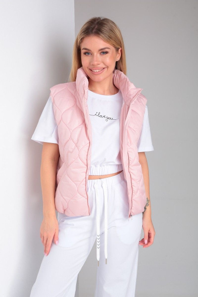 Розовый жилет из плащевой ткани на молнии Takka Plus 23-192 розовый - фото 7