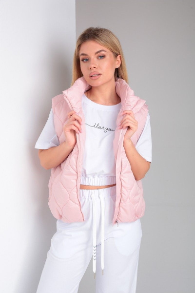 Розовый жилет из плащевой ткани на молнии Takka Plus 23-192 розовый - фото 6