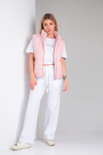 Розовый жилет из плащевой ткани на молнии Takka Plus 23-192 розовый - фото 5