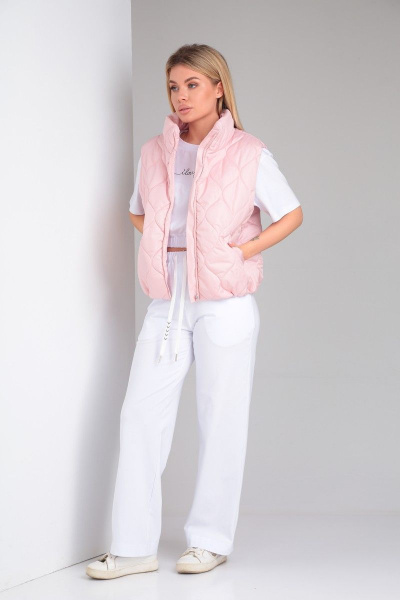 Розовый жилет из плащевой ткани на молнии Takka Plus 23-192 розовый - фото 4