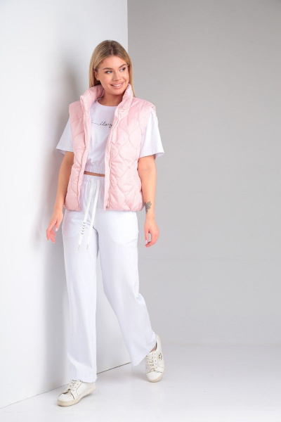 Розовый жилет из плащевой ткани на молнии Takka Plus 23-192 розовый - фото 2