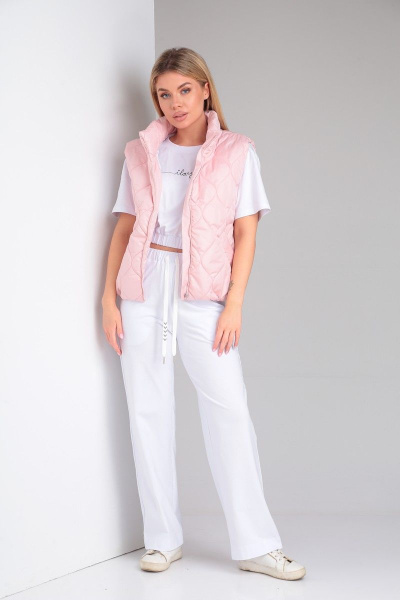 Розовый жилет из плащевой ткани на молнии Takka Plus 23-192 розовый - фото 1