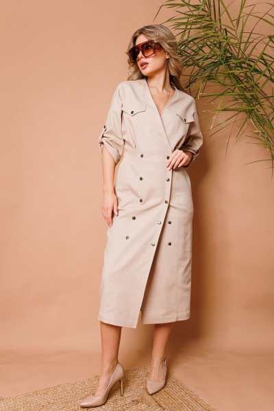 Платье NikVa 362-4 песочный - фото 5