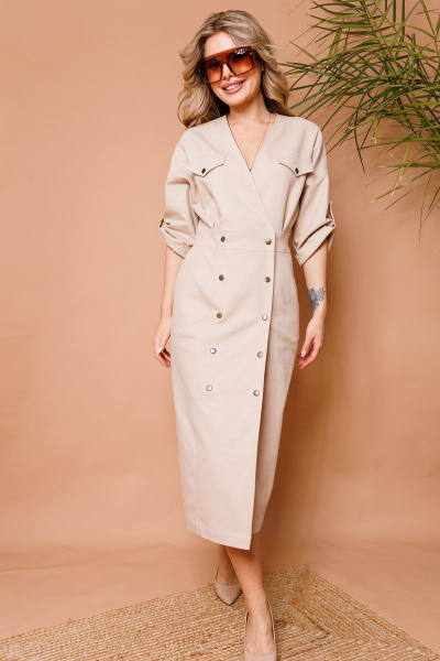 Платье NikVa 362-4 песочный - фото 3