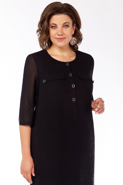 Черное шифоновое платье с разрезами и съемным поясом Algranda А3848-5 - фото 4