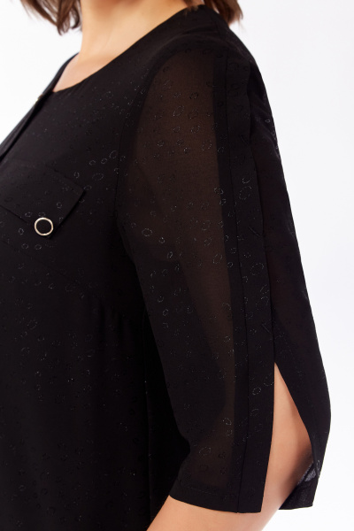 Черное шифоновое платье с разрезами и съемным поясом Algranda А3848-5 - фото 5