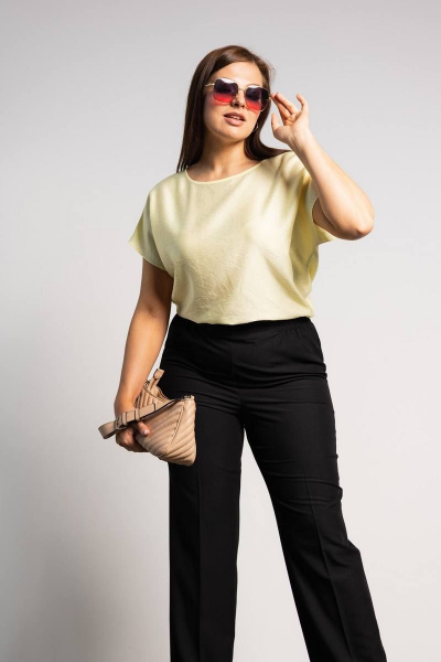 Черные брюки из поливискозы с высокой посадкой для делового стиля Femme & Devur 941 10.3F(164) - фото 7