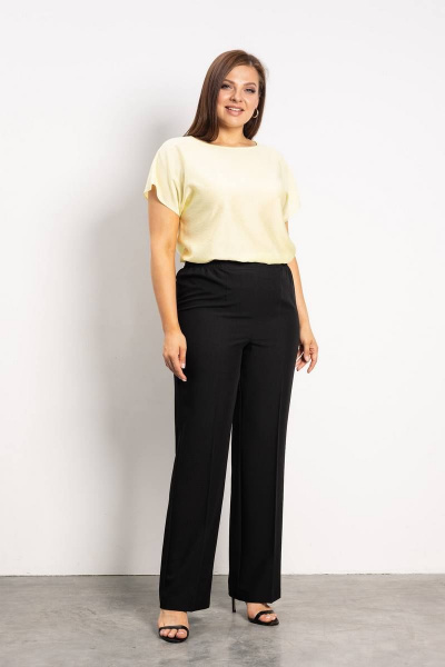 Черные брюки из поливискозы с высокой посадкой для делового стиля Femme & Devur 941 10.3F(164) - фото 2