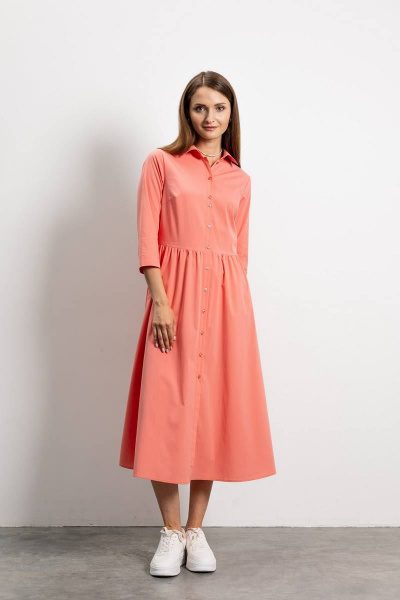 Розовое midi платье полуприлегающего силуэта из хлопка и текстиля Femme & Devur 8616 1.10F(170) - фото 2