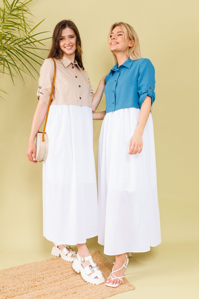 Платье NikVa 365-6 песок-молоко - фото 4