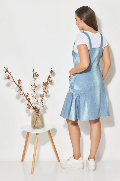 Джинсовый сарафан с рельефами и регулируемыми бретелями Fortuna ШЖ 1-327 серо-голубой - фото 3