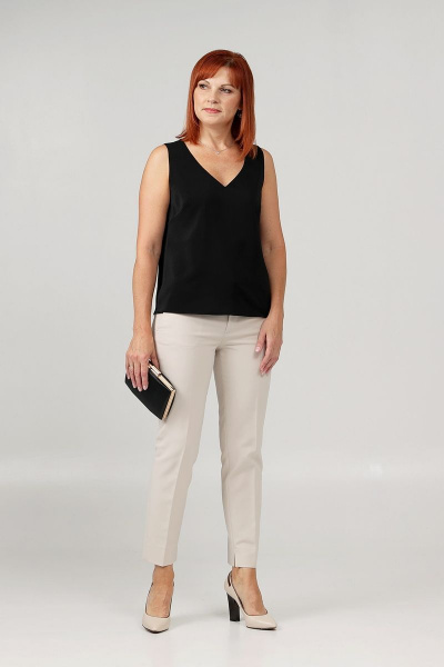 Топ с V-вырезом женский прямого силуэта из текстиля Соджи 582 черный - фото 4