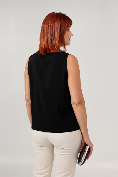 Топ с V-вырезом женский прямого силуэта из текстиля Соджи 582 черный - фото 2