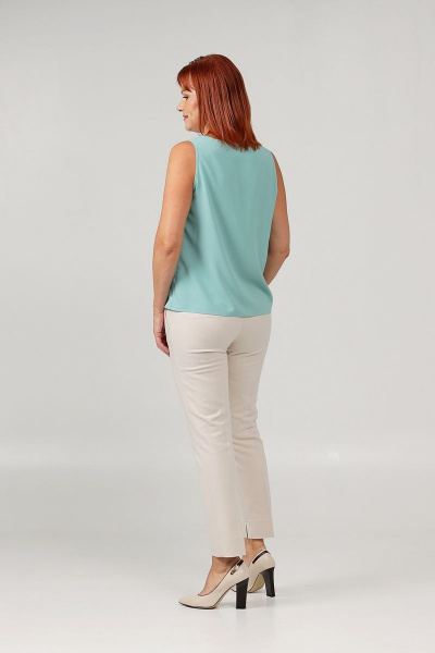Топ с V-вырезом женский прямого силуэта из текстиля Соджи 582 бирюза - фото 3