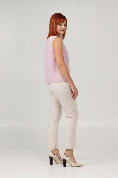 Топ с V-вырезом женский прямого силуэта из текстиля Соджи 582 сиреневый - фото 4