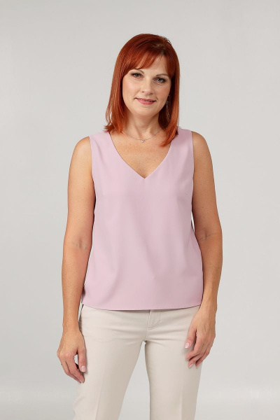Топ с V-вырезом женский прямого силуэта из текстиля Соджи 582 сиреневый - фото 1