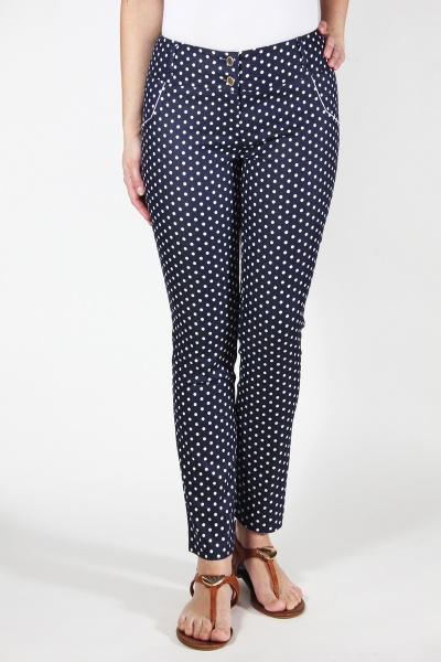 Демисезонные зауженные брюки из облегчённого джинса Mirolia 301 крупн.горох - фото 1