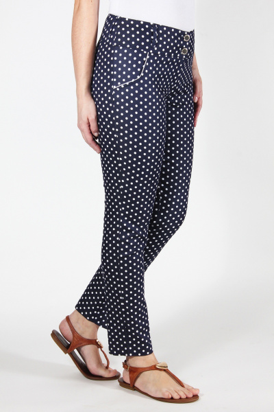 Демисезонные зауженные брюки из облегчённого джинса Mirolia 301 крупн.горох - фото 2