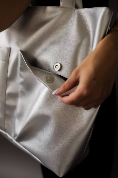 Шоппер из экокожи с множеством карманов для повседневных задач MT.Style BOX2 silver - фото 2